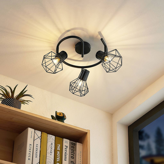 Lindby Skandero burspotlight svart 3 lampor