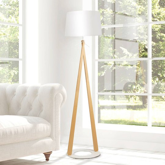 Golvlampa Zazou LS, textilskärm, vit sockel