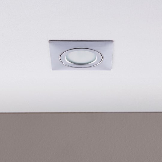 LED-inbyggnadslampa Andrej, kantig, krom