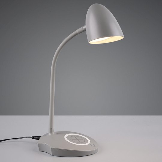 LED-bordslampa Load, induktiv laddningsstation grå