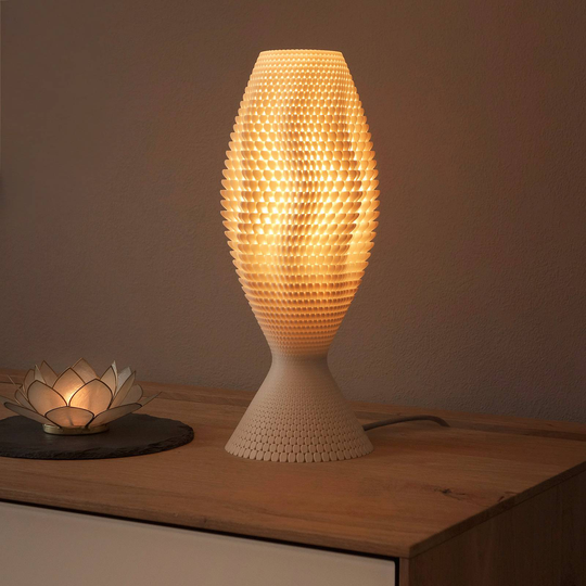 Bordslampa Koral av biomaterial, linen, 33 cm