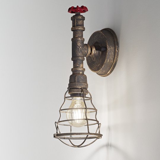 Vägglampa Idros med burskärm