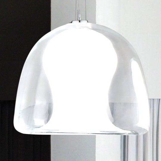 Hänglampa Naranza, kristallglas, Ø 40 cm vit