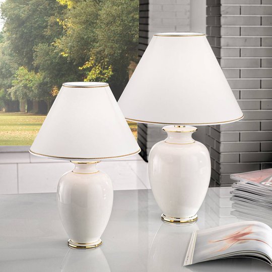 Bordslampa Giardino Avorio i vitt-guld Ø 30 cm
