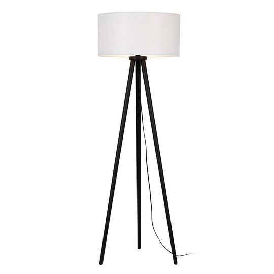 Golvlampa Mabia, trebent, vit/svart
