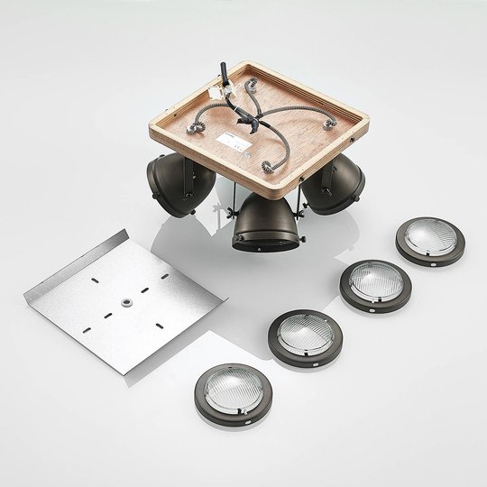 Lindby Farovi takspotlight svart, 4 lampor