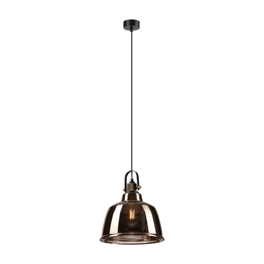 Pendellampa Leana, rökglas, 1 lampa gammal mässing