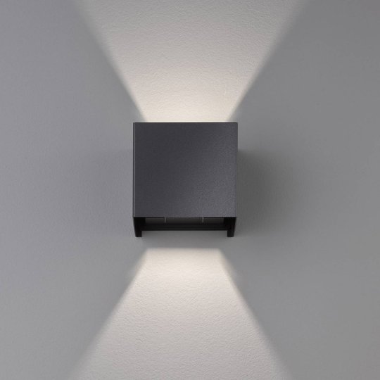 LED-utomhusvägglampa Wall, svart, kantig