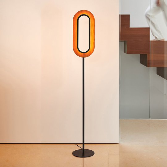 LZF Lens Oval golvlampa svart/nötter 46 cm