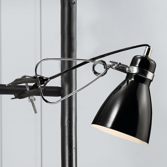 Glansfull klämlampa Clone svart