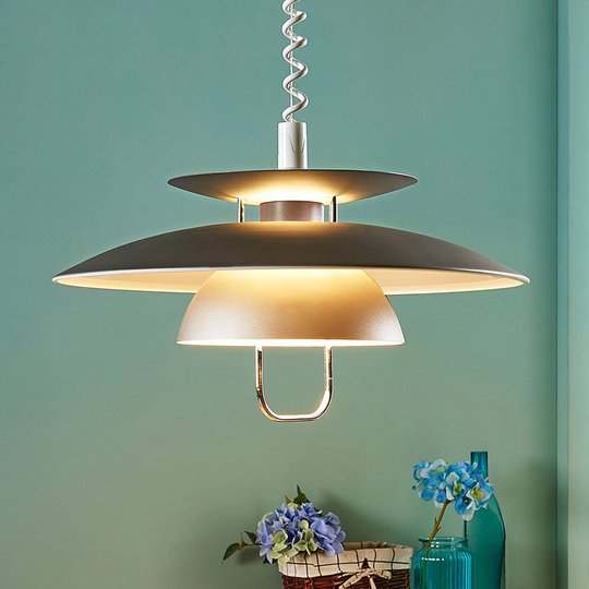 Elegant LED-matplats-taklampa Nadija, grå