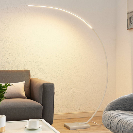 Lindby Kendra LED-båg-golvlampa, vit