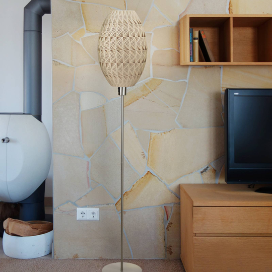Golvlampa Fraktal Olive av biomaterial, linen