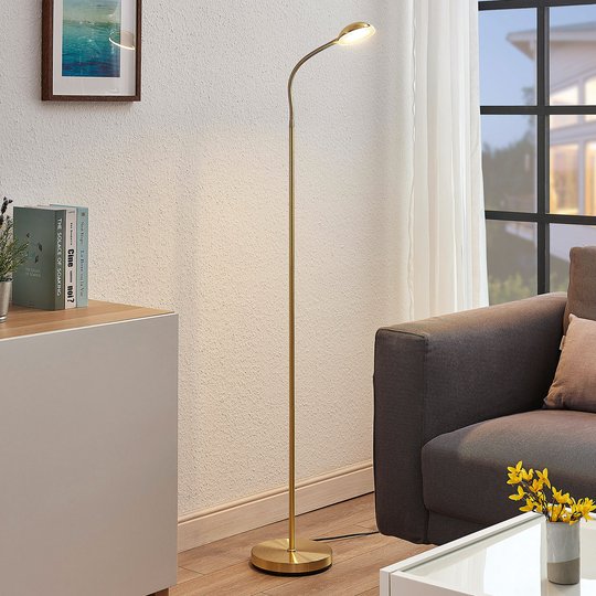 LED-läslampa Giacomo med flexarm, mässing