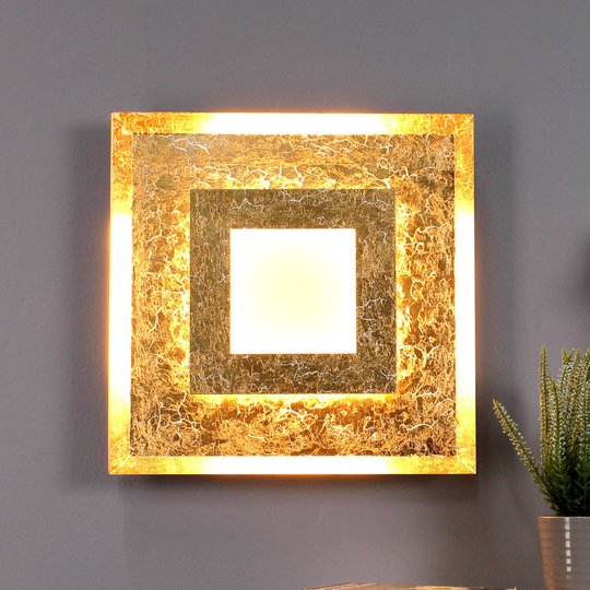 LED-vägglampa Window, 39 x 39 cm, guld