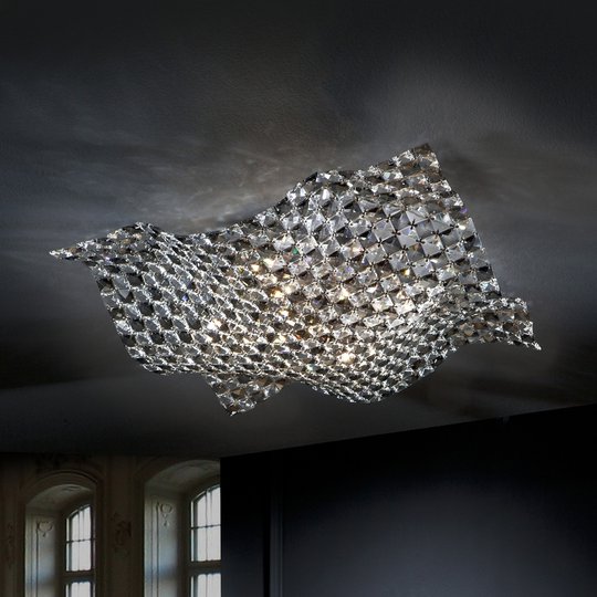 Plafondlampa Saten i kristallglas, 56 cm