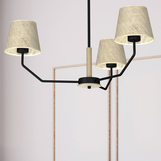 Taklampa Esme svart/ecru 3 lampor