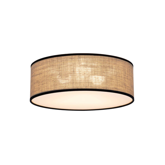 Taklampa Tubo, textilskärm, beige, Ø 38 cm