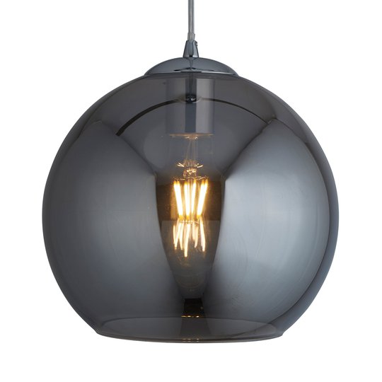 Hänglampa Balls, rökfärgad glasglob Ø 30cm