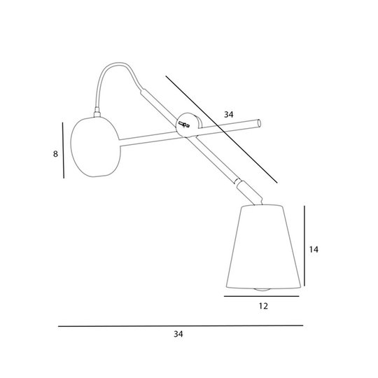 Vägglampa 1008, 1 lampa, svart