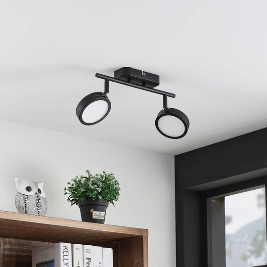 Lindby Vesim LED-spotlight, svart, 2 lampor