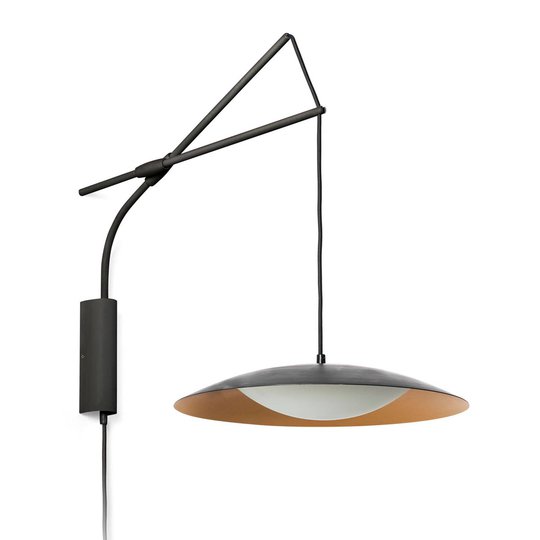 LED-vägglampa Slim med stickpropp, svart-guld