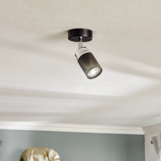 Takspotlight Rondo svart/krom, 1 lampa