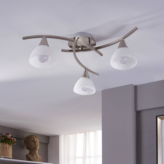 Della - LED-taklampa, matt nickel , 3-lågig