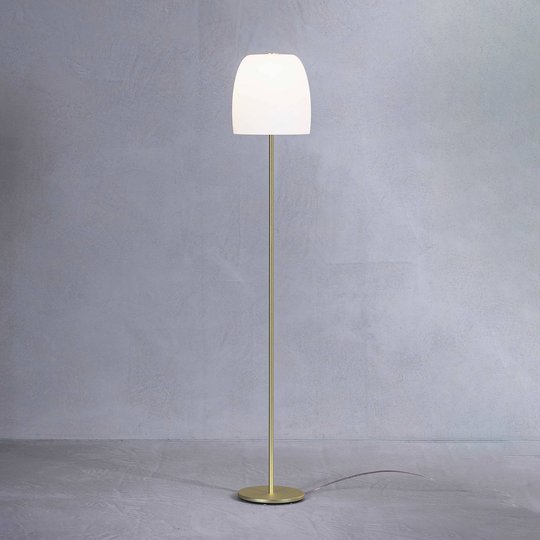 Prandina Notte F1 golvlampa, mässing/vit