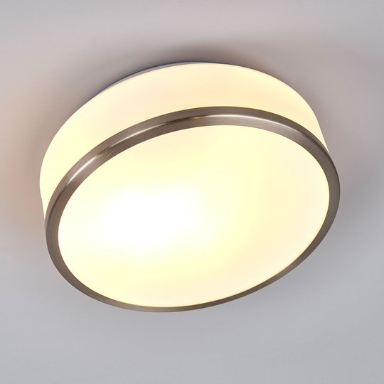 Taklampa Flush IP44, Ø 28 cm, satinerat silver