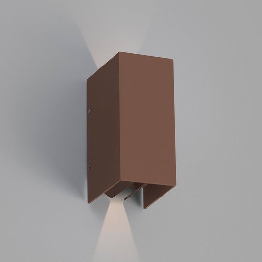 LED-utomhusvägglampa Blind, rostbrun