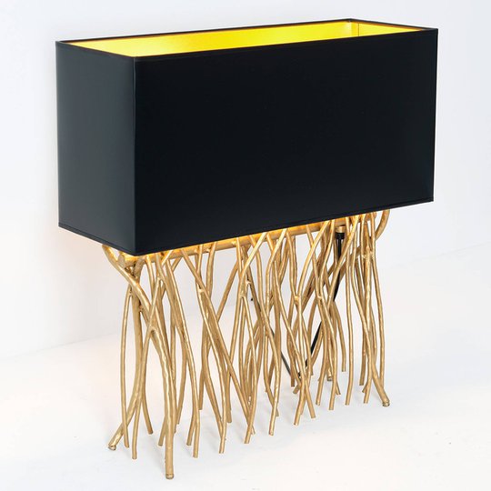 Bordslampa Capri, kantig, svart/guld