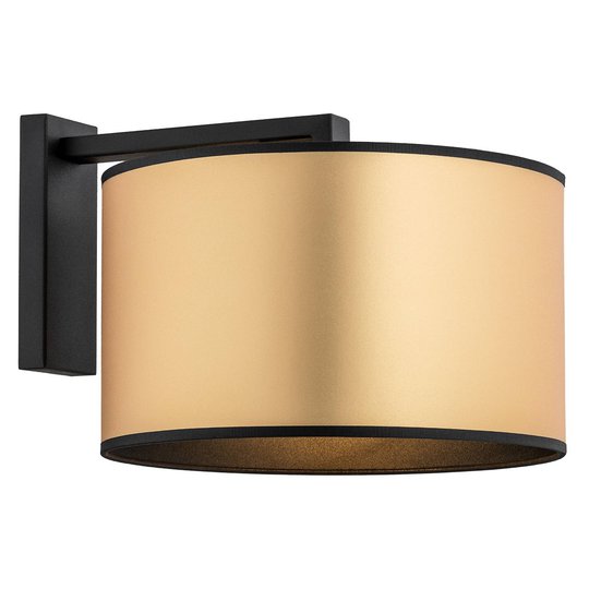 Vägglampa Lobera, textilskärm i guld