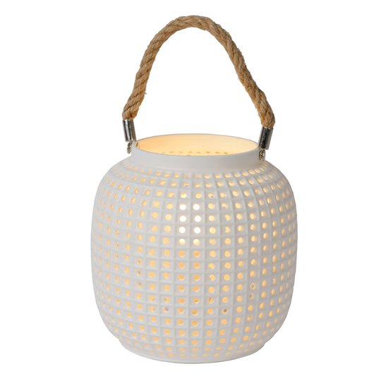 Bordslampa Safiya av porslin, vit