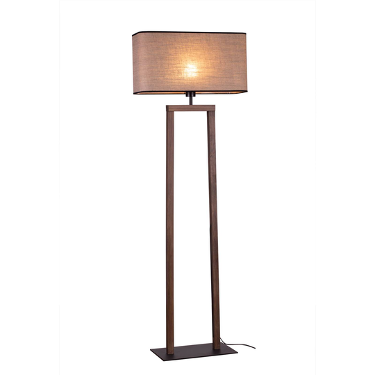 Golvlampa Habita, valnöt, textilskärm, beige