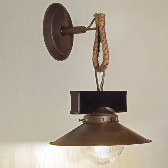 Rustik vägglampa Nudos i materialblandning
