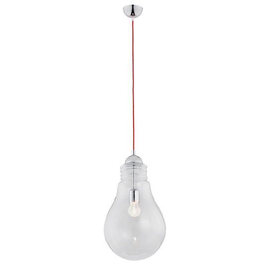 Hänglampa Kannus glas transparent, röd kabel