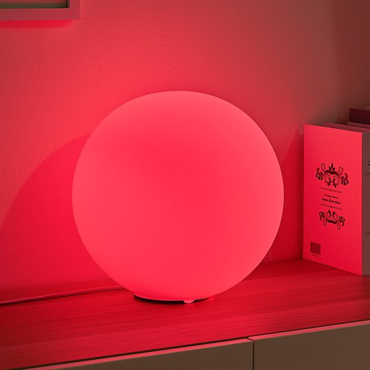 Lindby Smart LED-RGB-bordslampa Rhona, sfärisk