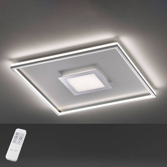 LED-taklampa Bug fyrkantig, krom 60 x 60 cm