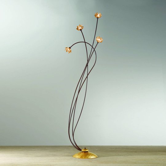 Kristall-golvlampa Fiorella, bärnsten