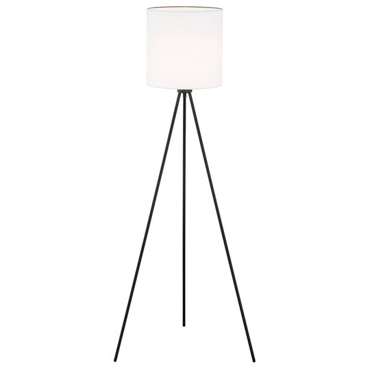Textilgolvlampa Harris, trebent, svart/vit