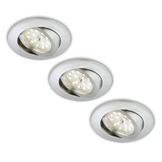 Erik LED-inbyggnadsspot i 3-pack, lutbar aluminium