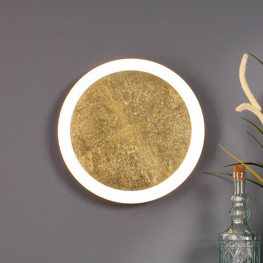 LED-vägglampa Moon Ø 30 cm, guld