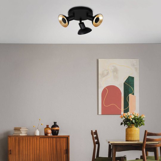 LED-vägglampa Kukui, rondell, 3 lampor