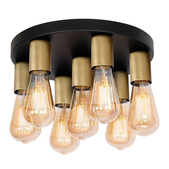 Taklampa Filo 7 lampor rund svart/guld