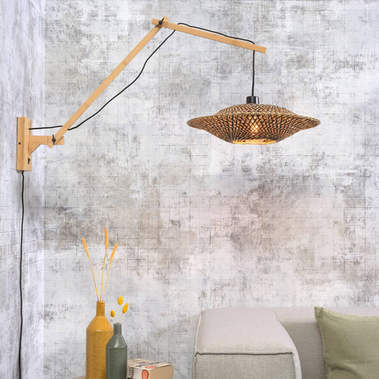 GOOD & MOJO Bali vägglampa 2 armar, natur 60x15 cm