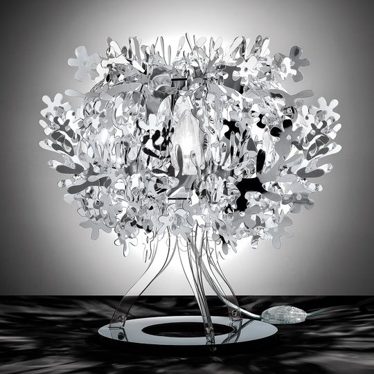 Silverfärgad designer-bordslampa Fiorellina