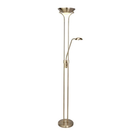 LED-uplight-golvlampa Mother & Child antik mässing