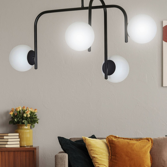 Taklampa Grand 4B, svart, 4 lampor