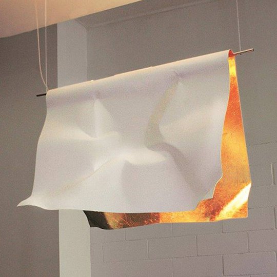 Taklampa Stendimi med bladguld, 100 cm